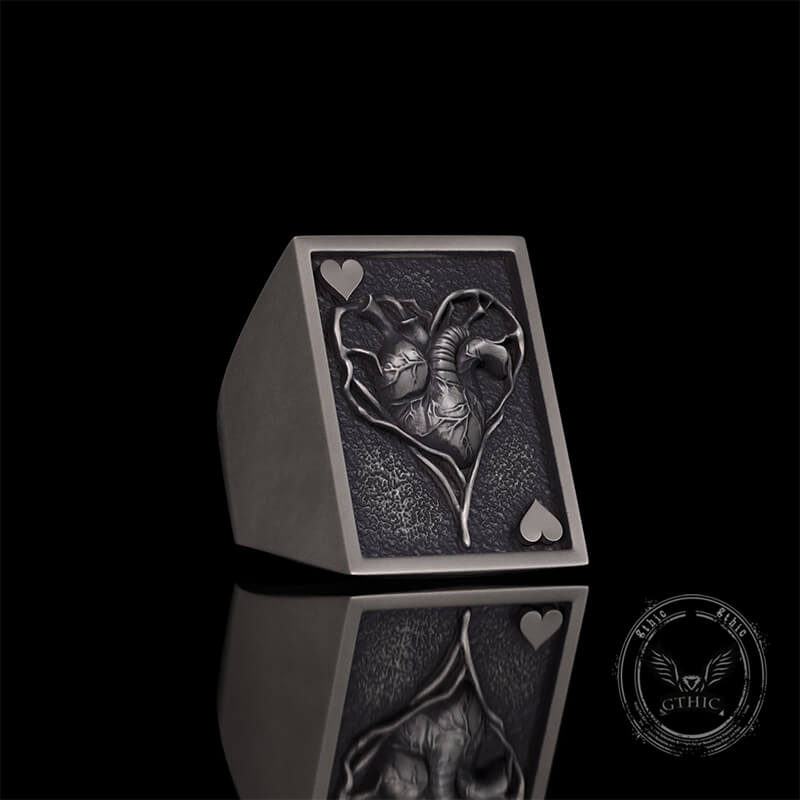 Square Skull Playing Card Sterling Silver Ring