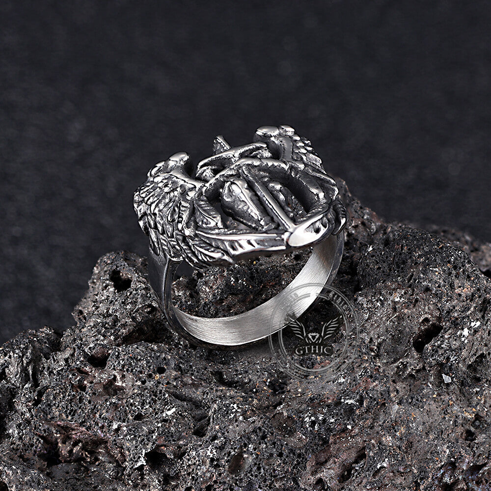 St. Michael Archangel Stainless Steel Hollow Ring
