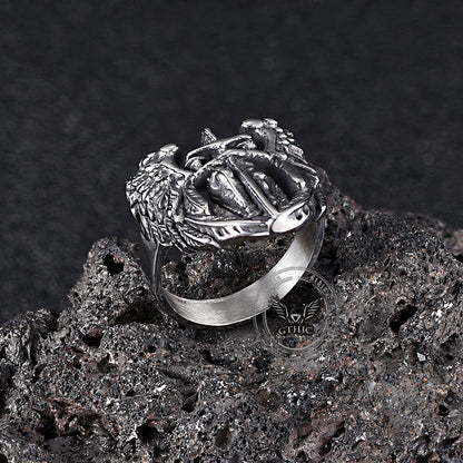 St. Michael Archangel Stainless Steel Hollow Ring