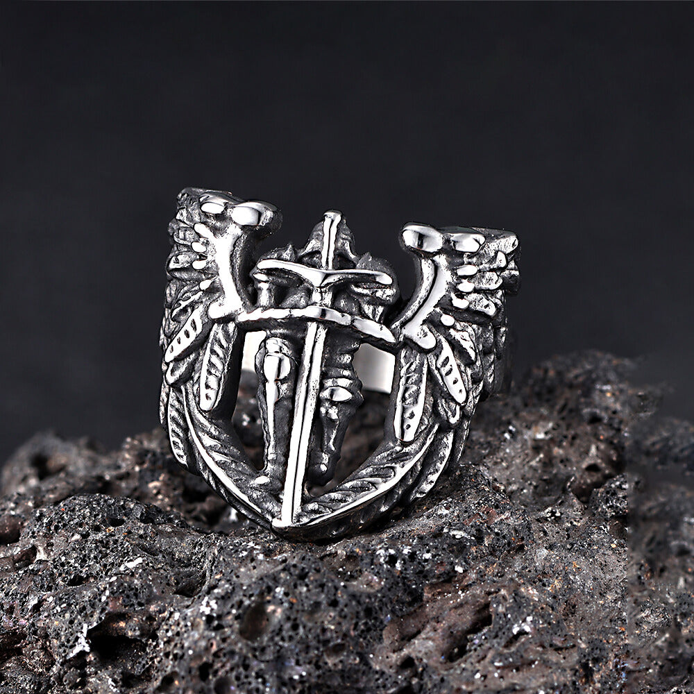 St. Michael Archangel Stainless Steel Hollow Ring