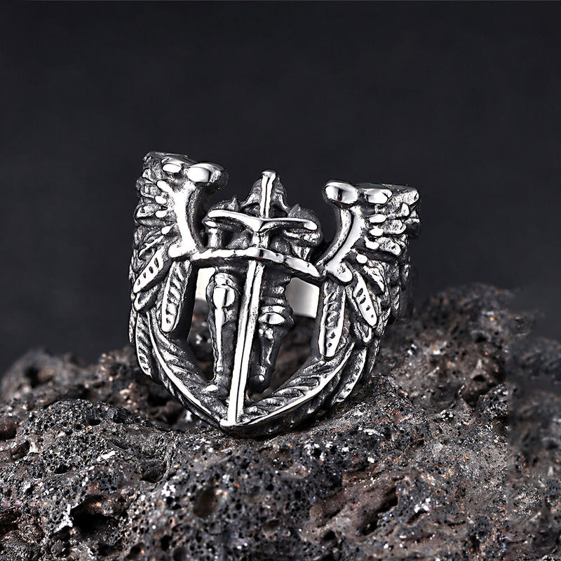 St. Michael Archangel Stainless Steel Hollow Ring