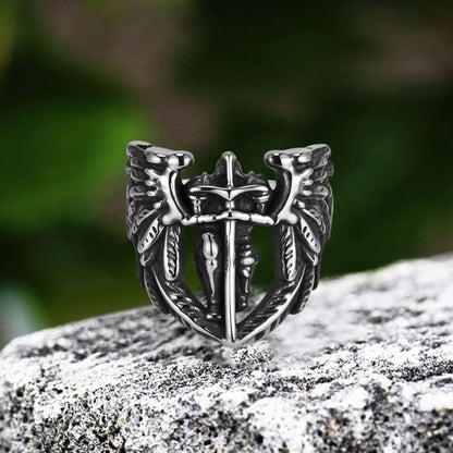 St. Michael Archangel Stainless Steel Hollow Ring