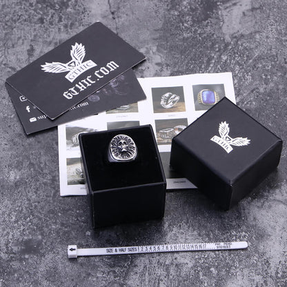 Sunflower Skull Stainless Steel Ring