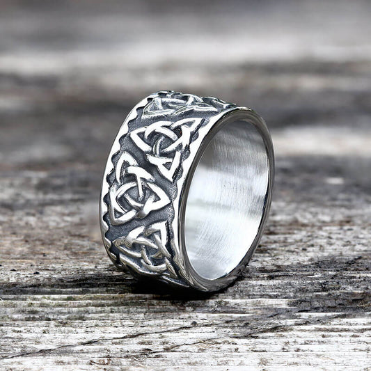 Surrounded Celtic Knot Stainless Steel Viking Ring