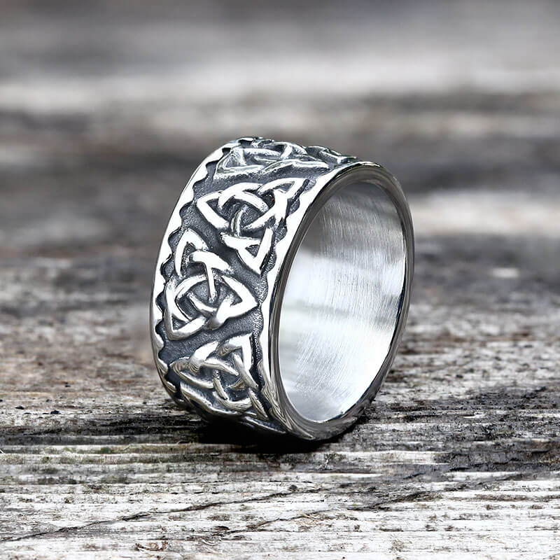 Surrounded Celtic Knot Stainless Steel Viking Ring