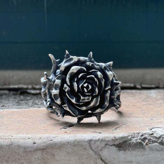 Thorns Vine Rose Sterling Silver Ring