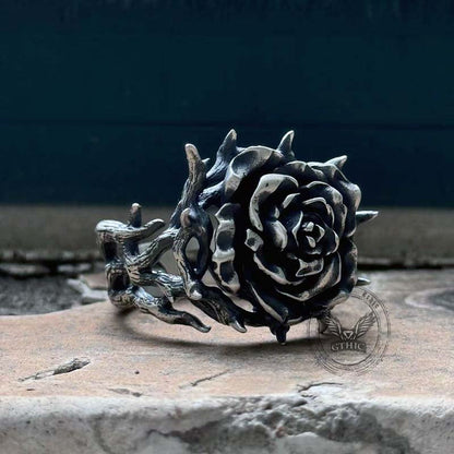 Thorns Vine Rose Sterling Silver Ring