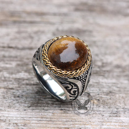 Tiger Eye Stainless Steel Gemstone Ring
