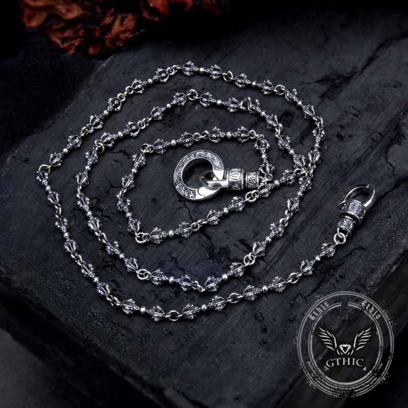 Vajra Six-word Mantra Sterling Silver Necklace