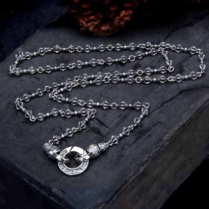 Vajra Six-word Mantra Sterling Silver Necklace