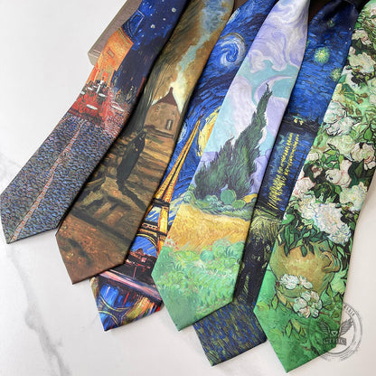 Van Gogh Oil Painting 8cm Starry Night Tie