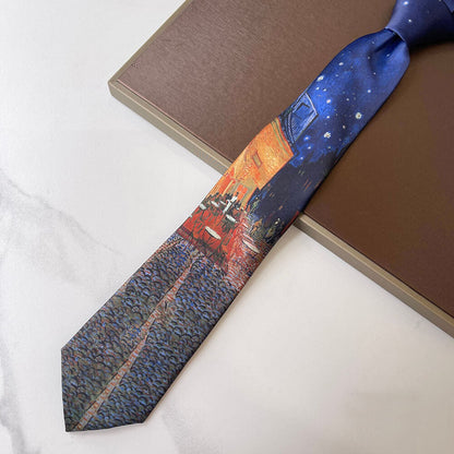 Van Gogh Oil Painting 8cm Starry Night Tie