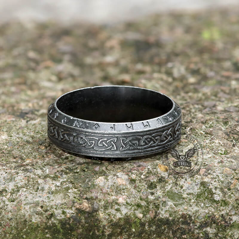 Viking Celtic Knot Runes Stainless Steel Band Ring