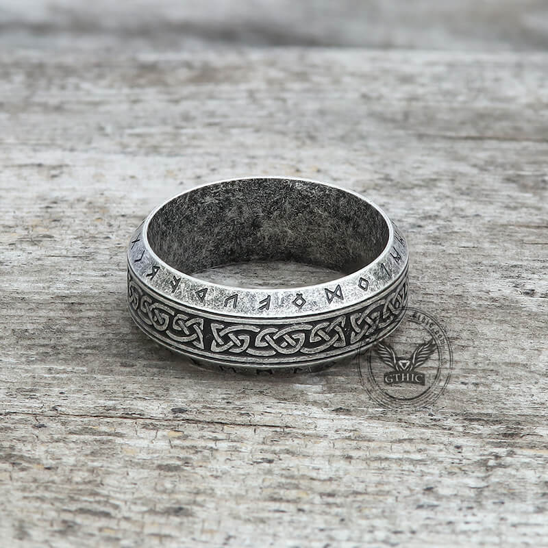 Viking Celtic Knot Runes Stainless Steel Band Ring