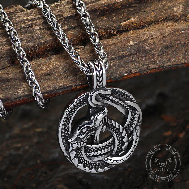 Viking Coiled Dragon Stainless Steel Pendant