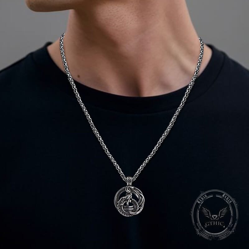 Viking Coiled Dragon Stainless Steel Pendant