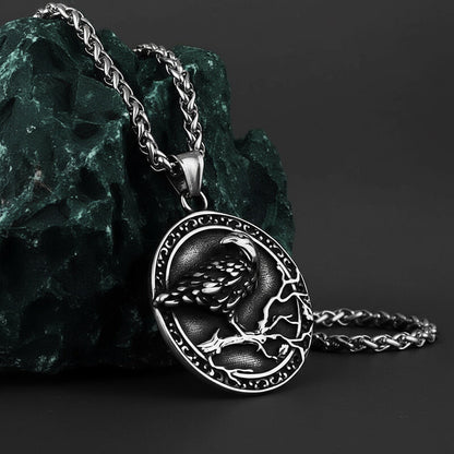 Viking Raven Stainless Steel Nordic Pendant