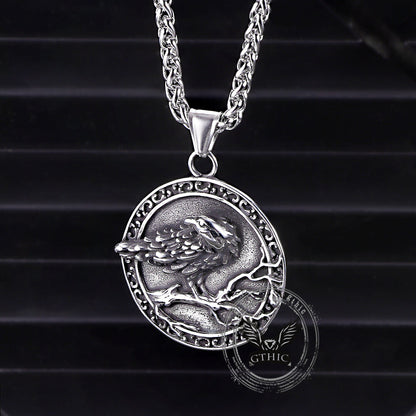 Viking Raven Stainless Steel Nordic Pendant