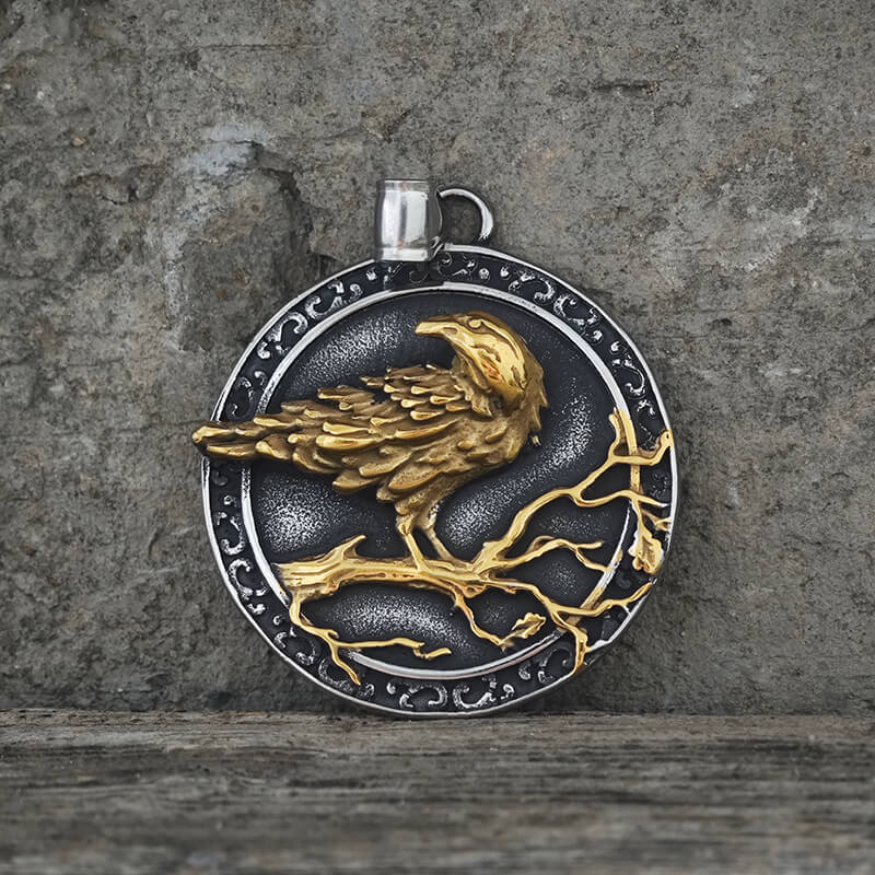 Viking Raven Stainless Steel Nordic Pendant