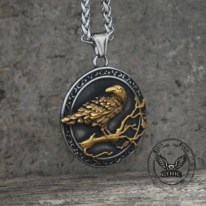 Viking Raven Stainless Steel Nordic Pendant