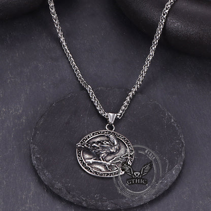 Viking Raven Stainless Steel Nordic Pendant