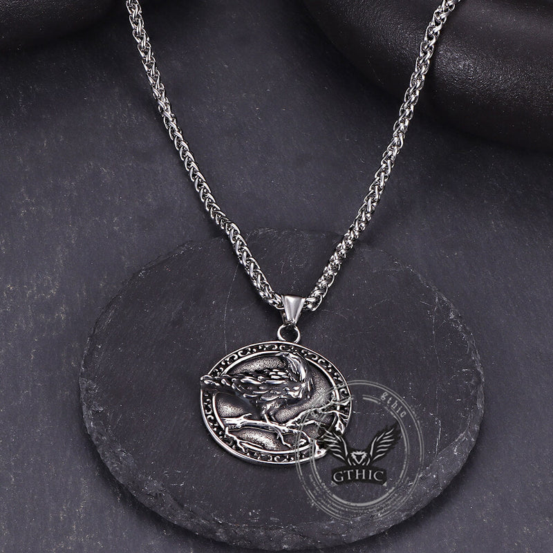 Viking Raven Stainless Steel Nordic Pendant