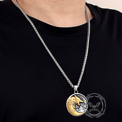 Viking Roaring Wolf Head Stainless Steel Pendant