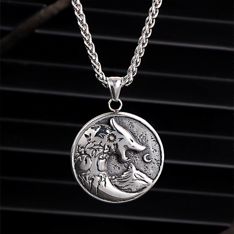 Viking Roaring Wolf Head Stainless Steel Pendant