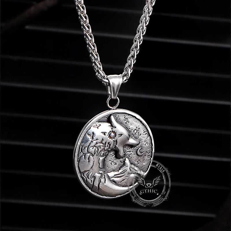 Viking Roaring Wolf Head Stainless Steel Pendant