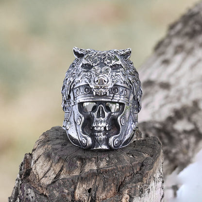 Warrior Wolf Head Stainless Steel Skull Ring