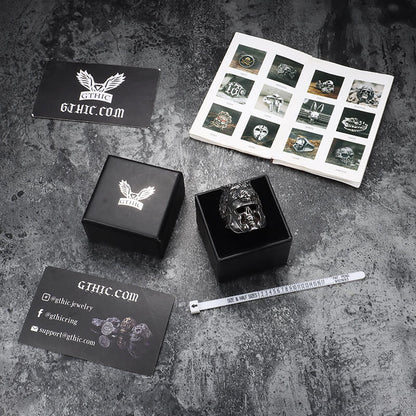 Warrior Wolf Head Stainless Steel Skull Ring