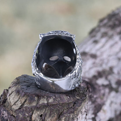 Warrior Wolf Head Stainless Steel Skull Ring