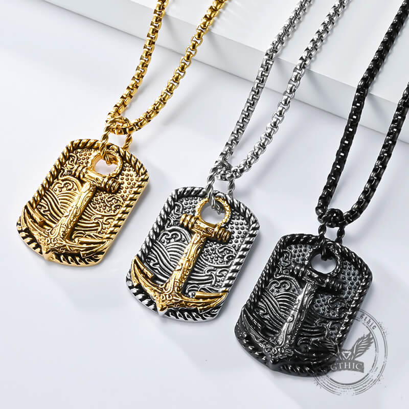 Wave Anchor Stainless Steel Pendant