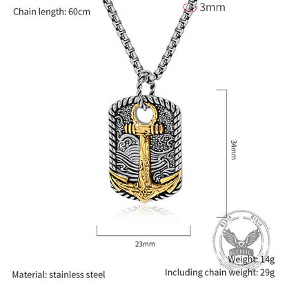Wave Anchor Stainless Steel Pendant