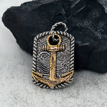 Wave Anchor Stainless Steel Pendant