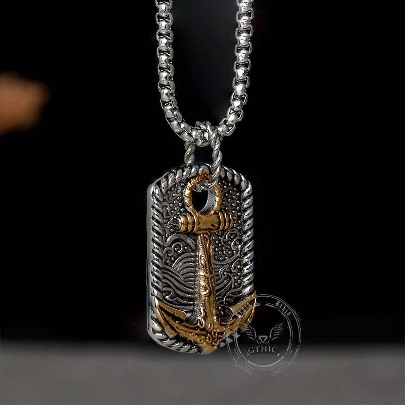 Wave Anchor Stainless Steel Pendant
