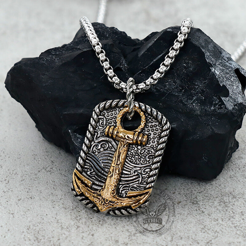 Wave Anchor Stainless Steel Pendant