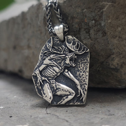 Wendigo Skull Sterling Silver Pendant