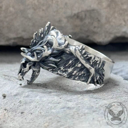 Wendigo Skull Sterling Silver Ring