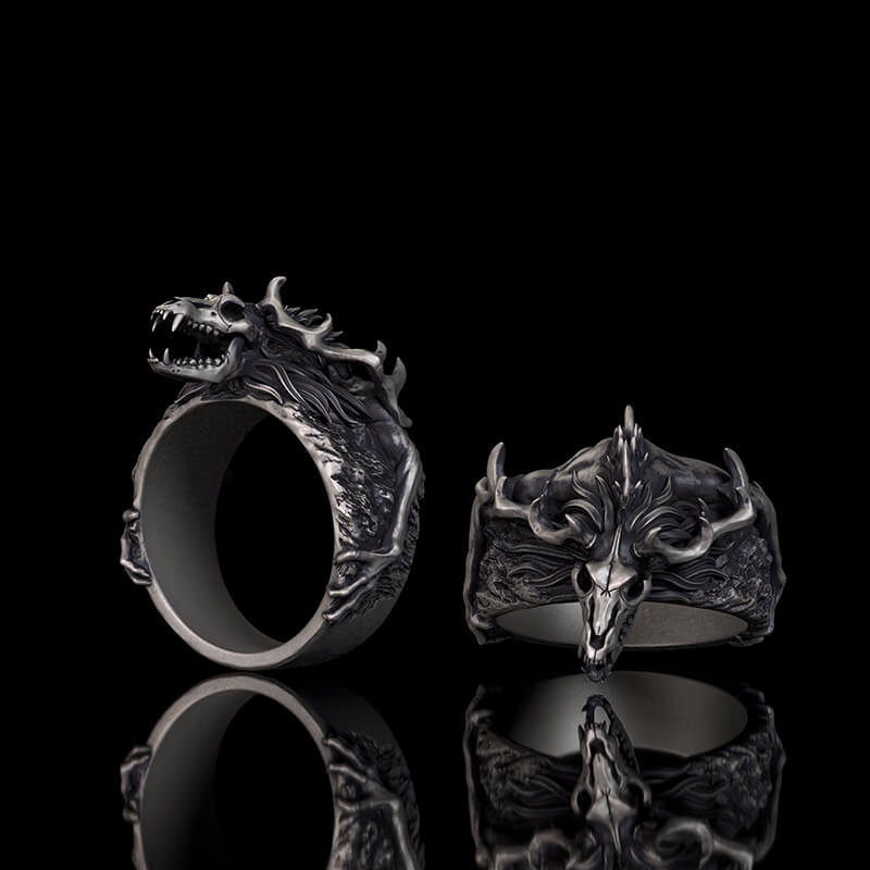 Wendigo Skull Sterling Silver Ring