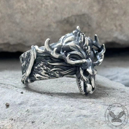 Wendigo Skull Sterling Silver Ring