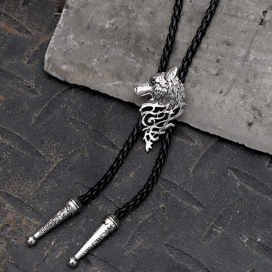 Wolf Head Alloy Animal Bolo Tie