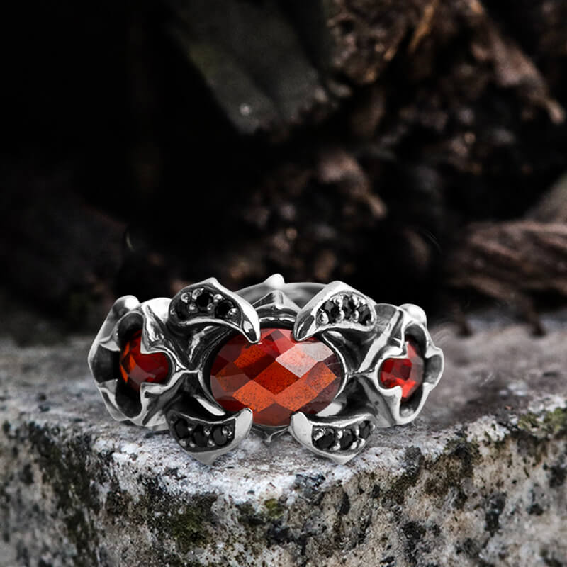 Zircon Sterling Silver Adjustable Gothic Ring
