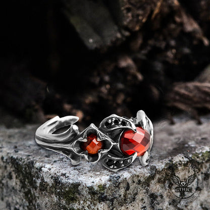 Zircon Sterling Silver Adjustable Gothic Ring