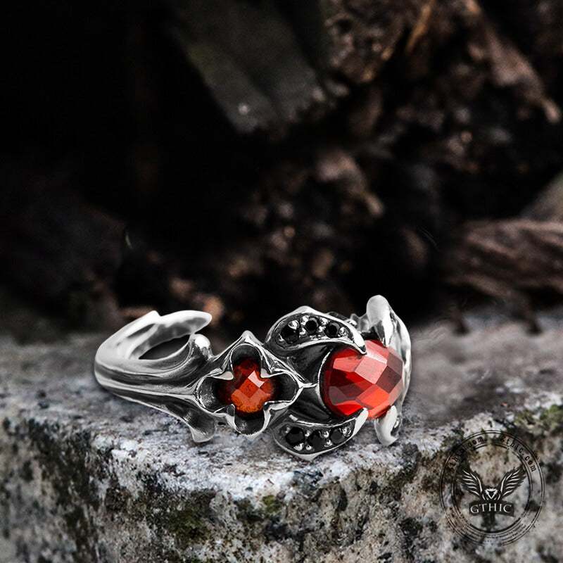 Zircon Sterling Silver Adjustable Gothic Ring