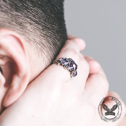 Zircon Sterling Silver Adjustable Gothic Ring