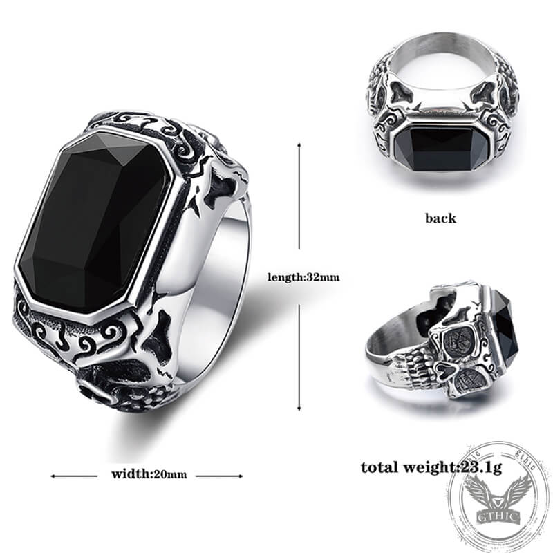 Zirconia Demon Eye Stainless Steel Skull Ring