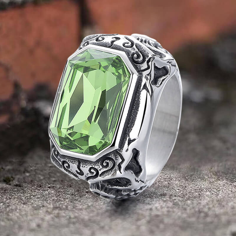 Zirconia Demon Eye Stainless Steel Skull Ring