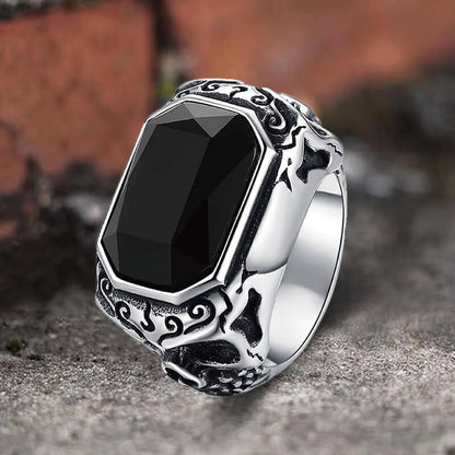 Zirconia Demon Eye Stainless Steel Skull Ring