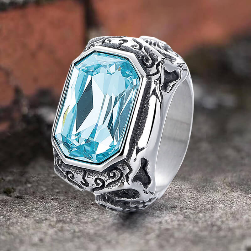 Zirconia Demon Eye Stainless Steel Skull Ring